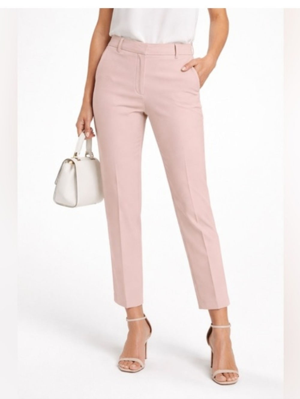 WHBM Slim Ankle Pants Soft Blush Pink SZ 8L Curvy